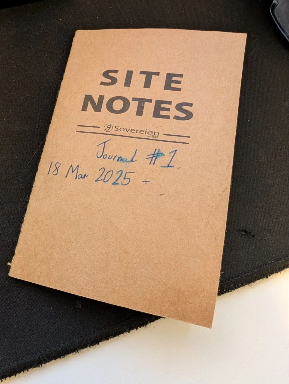 A small notebook that reads “SITE NOTES” on the cover